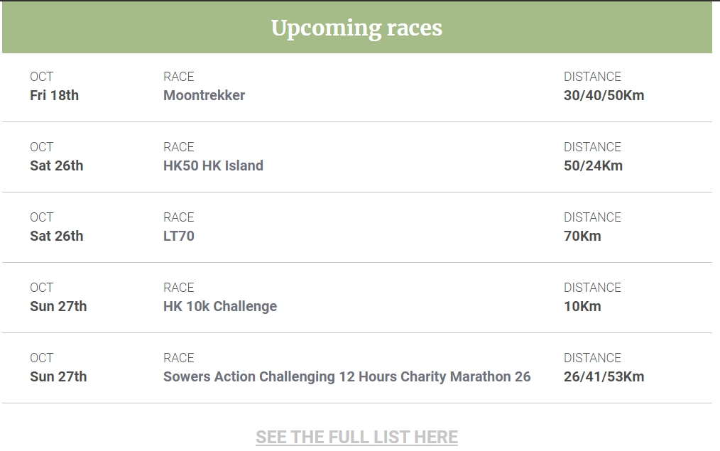 Race Calendar preview